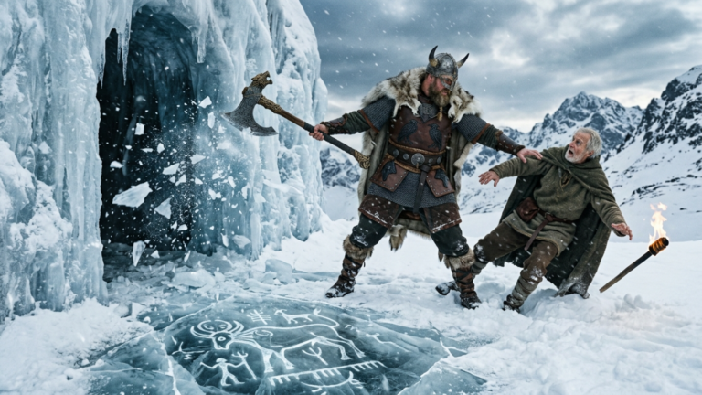Der VikingDer Viking-Jarl Zerschlug Die Eisige Wand Der Höhle Und Stoss Den Alten Fackelhalter Ins Schnee — Doch Im Eis Darunter Erschien Das Zeichen Des Ersten Jägers.-Jarl Zerschlug Die Eisige Wand Der Höhle Und Stoss Den Alten Fackelhalter Ins Schnee — Doch Im Eis Darunter Erschien Das Zeichen Des Ersten Jägers.