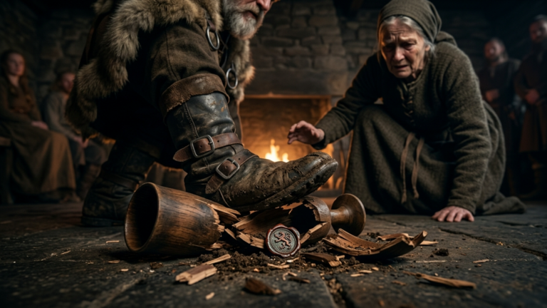 Der Jarl Trat Den Alten Holzbecher Der Witwe Zu Boden Und Zerdrückte Ihn Mit Seinem Stiefel — Doch Im Doppelten Boden War Das Siegel Des Ersten Jarls Versteckt.