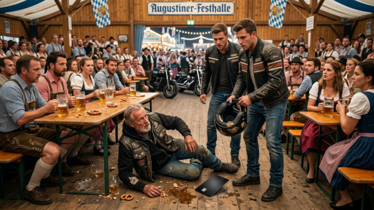 Nächster Teil – Die Jungen Biker Rissen Dem Alten Biker Auf Dem Münchner Oktoberfest Den Helm Vom Lenker Und Traten Ihn Unter Den Biertisch — Doch Als Eine Schwarze Karte Aus Dem Innenfutter Rutschte Verstummte Das Ganze Zelt