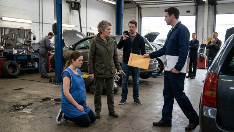 Nächster Teil – Die Schwiegermutter Zwang Ihre Schwangere Schwiegertochter In Der Autowerkstatt Auf Die Knie Und Der Ehemann Filmte Alles – Bis Ein Versiegelter Umschlag Die Halle Zum Schweigen Brachte